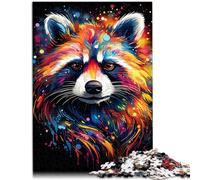 Puzzles pour Adultes de 1000 pièces Peinture Couleur Raton Laveur pour Puzzle 26x38cm Anti-Stress Vacances à la Maison tuez Le Temps pour Les 14 Ans et Plus