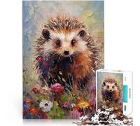 Puzzles pour Adultes de 1000 pièces Peinture de hérisson à la Palette Jouets éducatifs Offrir en Cadeau à Toute la Famille 38x26cm