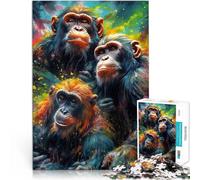 Puzzles pour Adultes de 1000 pièces Peinture de singes Jouets de Divertissement Familial Décoration d'intérieur et Cadeaux Uniques 75x50cm