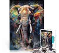 Puzzles pour Adultes de 1000 pièces Peinture d'éléphant Jouets Jeux éducatifs Soulagement du Stress Bon Cadeau 38x26cm