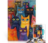 Puzzles pour Adultes de 1000 pièces Portrait de Chat coloré Jeu Familial Anti-Stress Défi Difficile Bon Cadeau 38x26cm