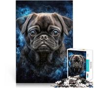 Puzzles pour Adultes de 1000 pièces Portrait de Chien Carlin Jouets éducatifs d'apprentissage décoration Murale 38x26cm