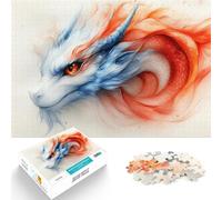 Puzzles pour Adultes de 1000 pièces Portrait de Dragon à l'aquarelle Jeu Stimulant Chaque pièce est Unique - Jeu Familial Stimulant et Amusant 38x26cm