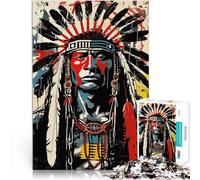 Puzzles pour Adultes de 1000 pièces Portrait d'un Chef amérindien Coupe de précision est idéal comme Cadeau pour Toute la Famille 38x26cm