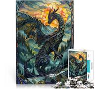 Puzzles pour Adultes de 1000 pièces Queue de Dragon en vitrail Jouets Jeux éducatifs Soulagement du Stress Super Cadeau 38x26cm