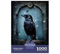 Puzzles pour Adultes De 1000 Pièces Raven Sitting on Tombstone Puzzles pour Adultes, Jeux De Société en Famille, Décoration Intérieure, Idéal comme Cadeau 38x26cm/1000pcs