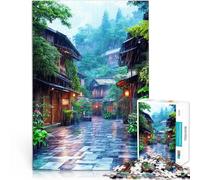 Puzzles pour Adultes de 1000 pièces Rue Japonaise pluvieuse Entraînez Votre Cerveau et Vos Mains Décoration Parfaite 50x70cm