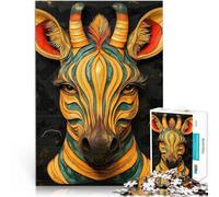 Puzzles pour Adultes de 1000 pièces Sculpture de tête de zèbre Jouets éducatifs d'apprentissage Cadeau Amusant 52x38cm