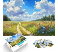 Puzzles pour Adultes de 1000 pièces Sentier des Champs d'été Jouets de Jeu pour Cadeau Familial Idées Cadeaux 75x50cm