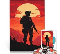 Puzzles pour Adultes de 1000 pièces Silhouette Soldat Coucher de Soleil Jouets de Jeu Renforcer l'amour Entre Les Couples 38x26cm
