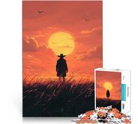 Puzzles pour Adultes de 1000 pièces Silhouette Solitaire au Coucher du Soleil Casse-tête pour Jeu de défi Unique 52x38cm