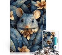 Puzzles pour Adultes de 1000 pièces Souris Bleue dans Un Feuillage Bleu Impossible Décoration Murale, Cadeaux Uniques pour Anniversaire et Noël 52x38cm