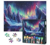 Puzzles pour adultes de 1000 pièces, superbe aurore boréale sur paysage de montagne enneigée, puzzle impossible difficile de 1000 pièces pour décoration murale de la maison, 49,5 x 70,5 cm