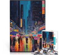 Puzzles pour Adultes de 1000 pièces Symphonie des lumières de la Ville Impossible avec des pièces de Formes aléatoires entièrement imbriquées 52x38cm