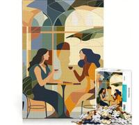 Puzzles pour Adultes de 1000 pièces, thème Conversation Autour d'un café, Jeu de Construction, pour s'amuser en Famille, avec des pièces de Formes aléatoires Parfaitement emboîtables 50x75cm