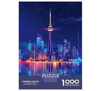 Puzzles pour Adultes De 1000 Pièces Toronto Skyline at Night Puzzle pour Adultes : Un Jeu De Réflexion Amusant Et Humoristique, Idéal comme Cadeau 70x50cm/1000pcs