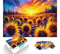 Puzzles pour Adultes de 1000 pièces Tournesols Lumineux sous Le Coucher du Soleil Défi Difficile Cadeau Amusant 75x50cm