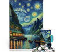 Puzzles pour Adultes de 1000 pièces Une Petite Ville sous Les étoiles la Nuit Casse-tête pour Super Cadeau 52x38cm