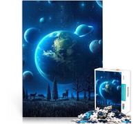 Puzzles pour Adultes de 1000 pièces Univers Bleu Jouets de Divertissement Familial Décoration Murale, Cadeaux Uniques pour Anniversaire et Noël 52x38cm