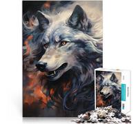 Puzzles pour Adultes de 1000 pièces Œuvre d'art du Loup - l'esprit du Loup Fait de Bois，pour et à partir de 14 Ans et Plus Jouet de défi Cadeaux de Jeux de Noël。Taille：50x75cm/19.6x29.5pouce