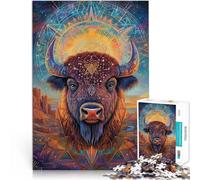 Puzzles pour Adultes de 1000 pièces Vache puissante Fait de Bois,pour Les 14 Ans et Plus Casse-tête pour Une œuvre d'art。Taille:50x75cm/19.6x29.5pouce