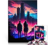 Puzzles pour Adultes de 1000 pièces Ville aux Teintes futuristes Jouets à Faire soi-même est idéal comme Cadeau pour Toute la Famille 52x38cm
