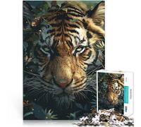 Puzzles pour Adultes de 1000 pièces Visage de Tigre Entraînez Votre Cerveau et Vos Mains avec Affiche et Feuille de Questions correspondantes 38x26cm