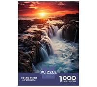 Puzzles pour Adultes De 1000 Pièces Waterfall at Sunset Puzzle pour Adultes : Un Jeu De Réflexion Amusant Et Humoristique, Idéal comme Cadeau 70x50cm/1000pcs