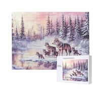 Puzzles pour Adultes de 1500 pièces, Puzzles deHiver Meute de Loups, pour Adulte Puzzle Classique et à partir de 14 Ans Junior, Puzzle Familiaux de Divertissement à Domicile Cadeau 87x57cm e-133