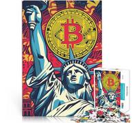Puzzles pour Adultes de 2000 pièces Bitcoin Statue de la Liberté Fabriqué en Carton pour et à partir de 14 Ans et Plus Jeu Familial pour et Une œuvre d'art。Taille:70x100cm/27.5x39.3pouce