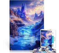 Puzzles pour Adultes de 2000 pièces Cascade avec Un Canyon de Cristaux Bleus Brillants Impossible Idées Cadeaux 70x100cm
