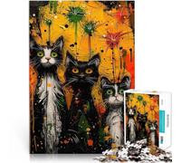 Puzzles pour Adultes de 2000 pièces Joyeux Chats de Feux d'artifice Jeu Stimulant Chaque pièce est Unique - Jeu Familial Stimulant et Amusant 70x100cm