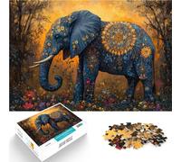 Puzzles pour Adultes de 2000 pièces Peinture Abstraite Éléphant Analyse et logique avec Affiche et Feuille de Questions correspondantes 70x100cm