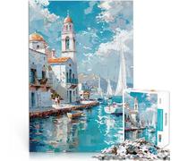Puzzles pour Adultes de 2000 pièces Peinture du Port méditerranéen Casse-tête pour Car C'est Un pour Toute la Famille 70x100cm