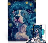 Puzzles pour Adultes de 2000 pièces Pitbull Nuit étoilée Jouets de Divertissement Familial Décoration d'intérieur 70x100cm