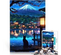 Puzzles pour Adultes de 2000 pièces Scène de Nuit Japonaise avec Un Chat Impossible Renforcer l'amour Entre Les Couples 70x100cm
