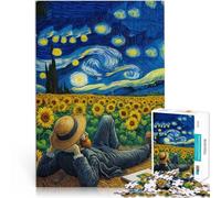 Puzzles pour Adultes de 2000 pièces “Tournesols de la Nuit étoilée” Fait de Papier，pour Les 14 Ans et Plus pour s'amuser en Famille Cadeau Amusant en Famille。Taille：70x100cm/27.5x39.3pouce