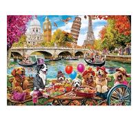 Puzzles pour adultes de 500 pièces - Puzzles amusants de pique-nique autour du monde, puzzle chien passé jours passés, puzzles d'animaux de camping pour adolescents de 12 à 16 ans, puzzle impossible