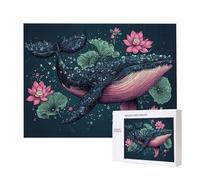 Puzzles pour Adultes de 500 pièces, Puzzles deBaleine Lotus, pour Adulte Puzzle Classique et à partir de 14 Ans Junior, Puzzle Familiaux de Divertissement à Domicile Cadeau 52x38cm e-407