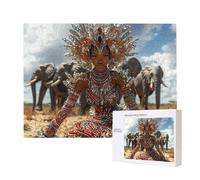 Puzzles pour Adultes de 500 pièces, Puzzles deÉléphant Femme, pour Adulte Puzzle Classique et à partir de 14 Ans Junior, Puzzle Familiaux de Divertissement à Domicile Cadeau 52x38cm e-114