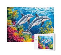 Puzzles pour Adultes de 500 pièces, Puzzles deLes Dauphins, pour Adulte Puzzle Classique et à partir de 14 Ans Junior, Puzzle Familiaux de Divertissement à Domicile Cadeau 52x38cm e-261