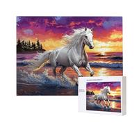 Puzzles pour Adultes de 5000 pièces, Puzzles deChevaux près de la mer, pour Adulte Puzzle Classique et à partir de 14 Ans Junior, Puzzle Familiaux de Divertissement à Domicile Cadeau 156x105cm e-475