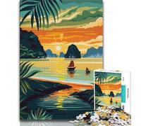 Puzzles pour Adultes de la Baie d'Ha Long, Vietnam, Difficiles à réaliser, mais Amusants et Humoristiques, Cadeaux d'anniversaire, décoration Murale 38x26cm
