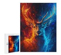 Puzzles pour Adultes Deer Fire and Ice Art Print Puzzles pour Adolescents : Améliorent La Mémoire. Chaque Pièce Est Unique - Jouets Et Jeux Éducatifs 500 PCS
