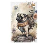Puzzles pour Adultes Delightful Pug Dog Casse-têtes pour Adolescents, Jeux De Réflexion, Analyse Et Logique, Cadeaux pour Amis Et Famille 75x50cm/1000pcs