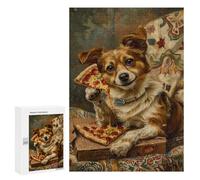 Puzzles pour Adultes Dog Eating Pizza on Couch Puzzles pour Adultes : Anti-Stress, Difficile Et Stimulant, pour des Soirées Jeux en Famille 300 PCS