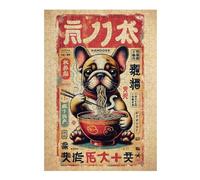 Puzzles pour Adultes Dog Eating Ramen Japanese Poster Style Casse-têtes pour Adolescents, Jeux De Réflexion, Analyse Et Logique, Cadeaux pour Amis Et Famille 38x26cm/1000pcs
