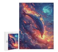 Puzzles pour Adultes Dolphin in Space Adventure Puzzle pour Adolescents Améliore La Mémoire Difficile Et Stimulant Idéal comme Cadeau 500 PCS