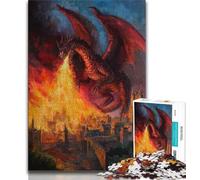 Puzzles pour Adultes Dragon de Feu Puzzles pour Adolescents Jeu Familial Anti-Stress défi Difficile Cadeaux du Père Noël Secret (50x75cm)