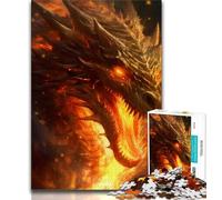 Puzzles pour Adultes Dragon Fire Puzzles pour Adolescents Jeu Familial Anti-Stress défi Difficile Cadeaux du Père Noël Secret (26x38cm)